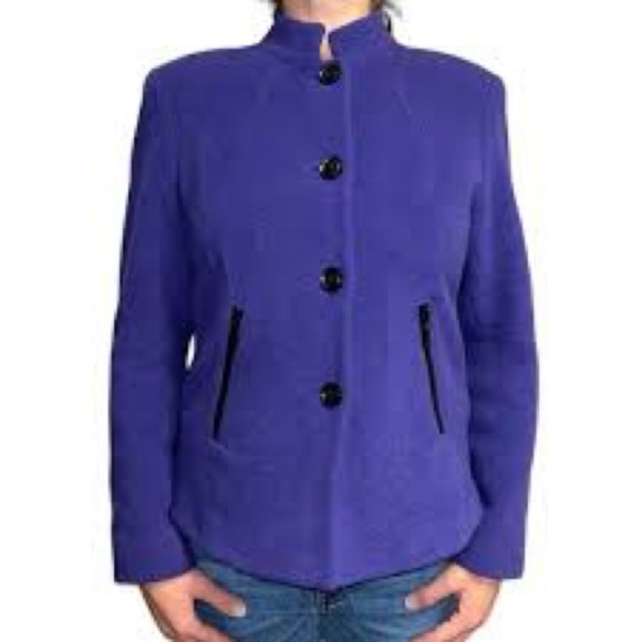 NWT Lafayette 148 Purple Wool-Blend Mandarin Collar Evening Jacket sz 6 - Picture 1 of 14